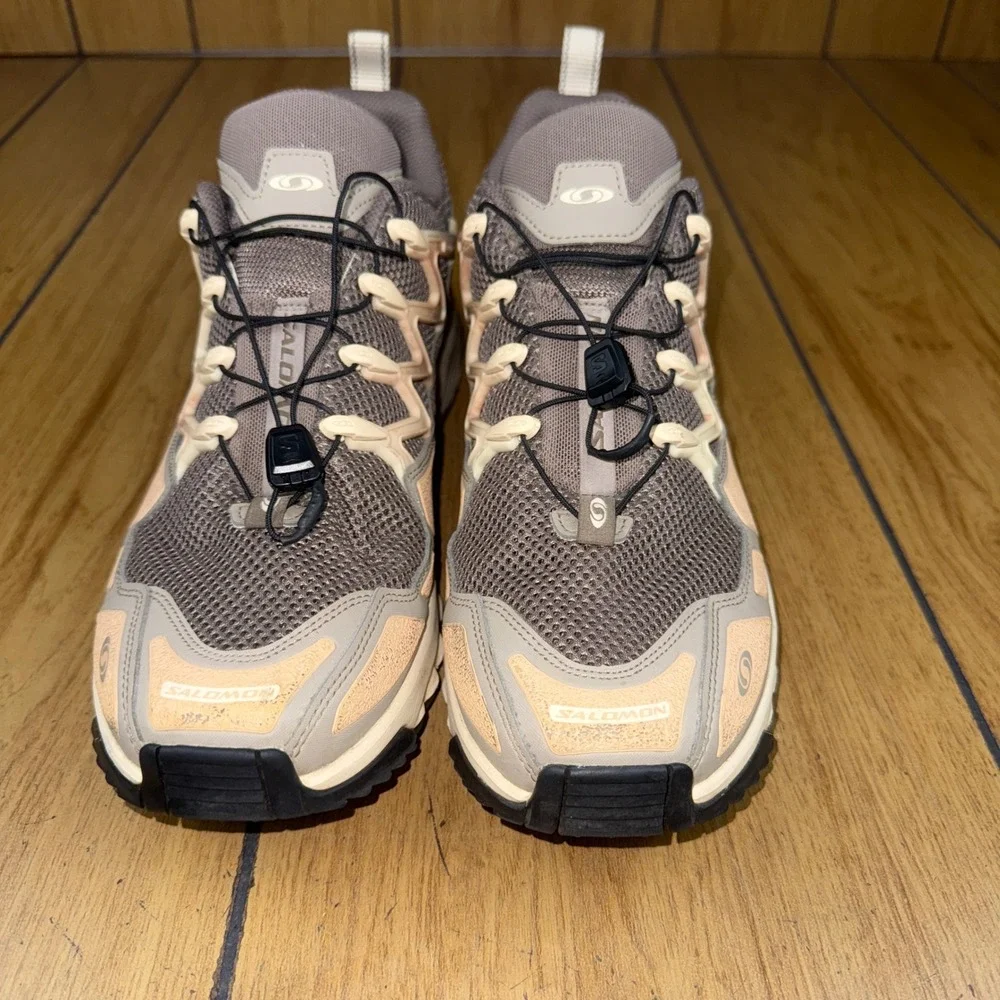 Salomon‎ ACS+ OG Athletic Trail Running Shoes Beige Gray US W13 M12 Quick Lace